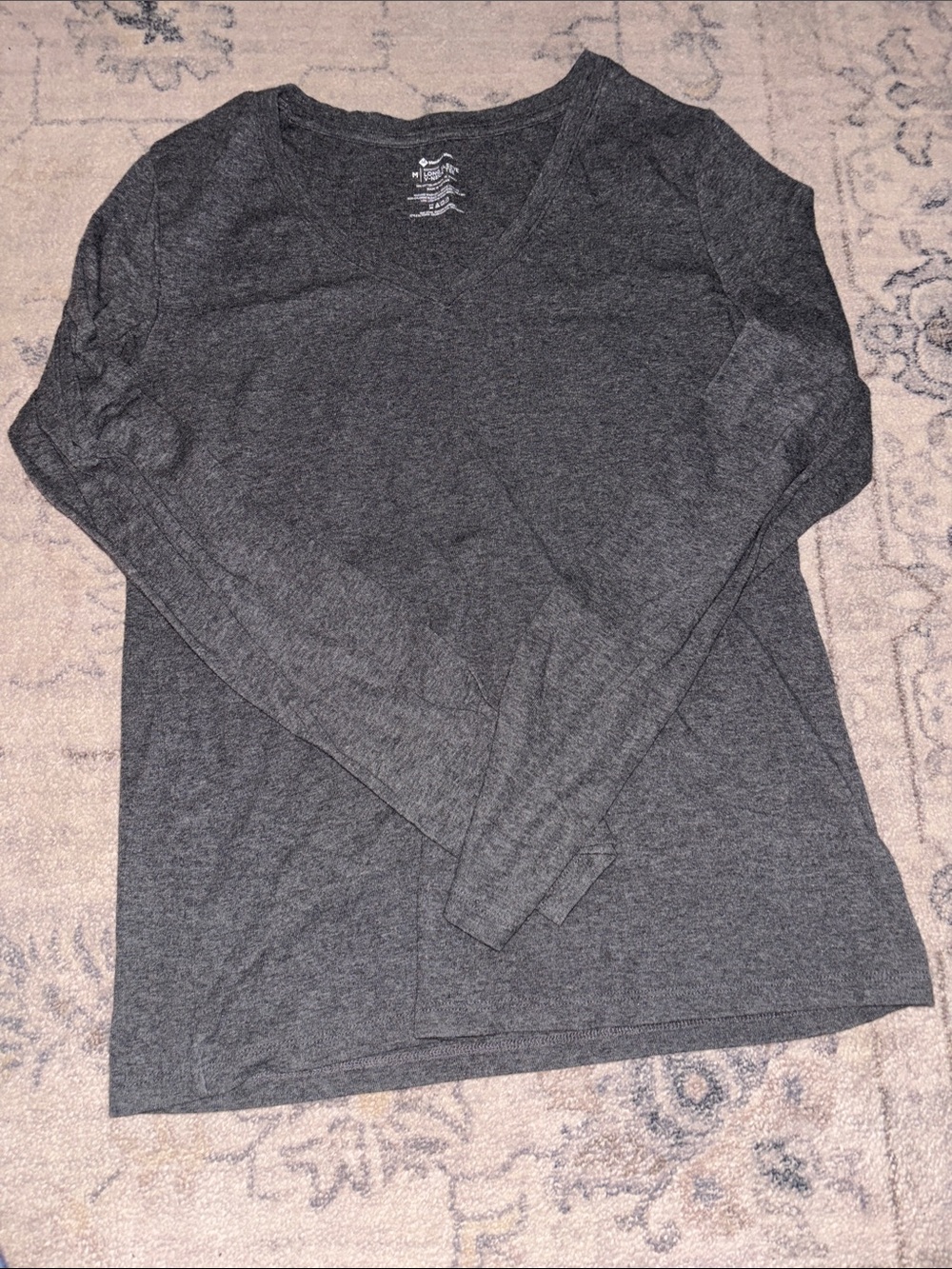 Women's Long-Sleeve V-Neck Tee - Dark Gray